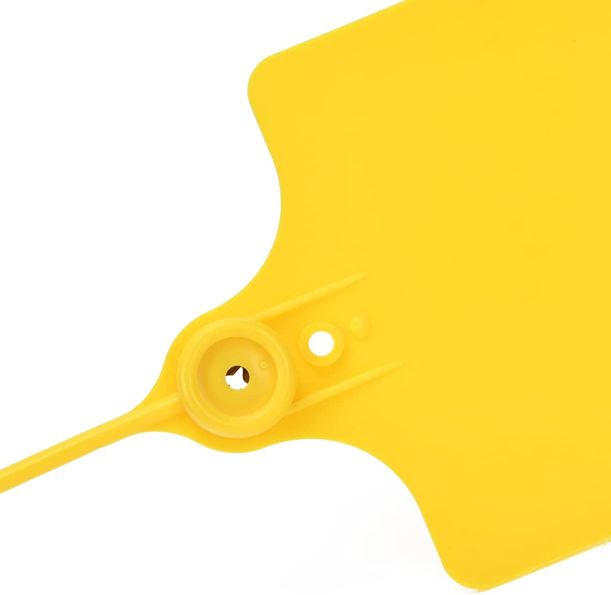 100 Plastic Tags Shipping Tags Water Proof Tags for Labeling Shipping Labels Security Seals Writable Marker Ties Hanging Tags Storage Tag with One Marker Pen (Yellow)