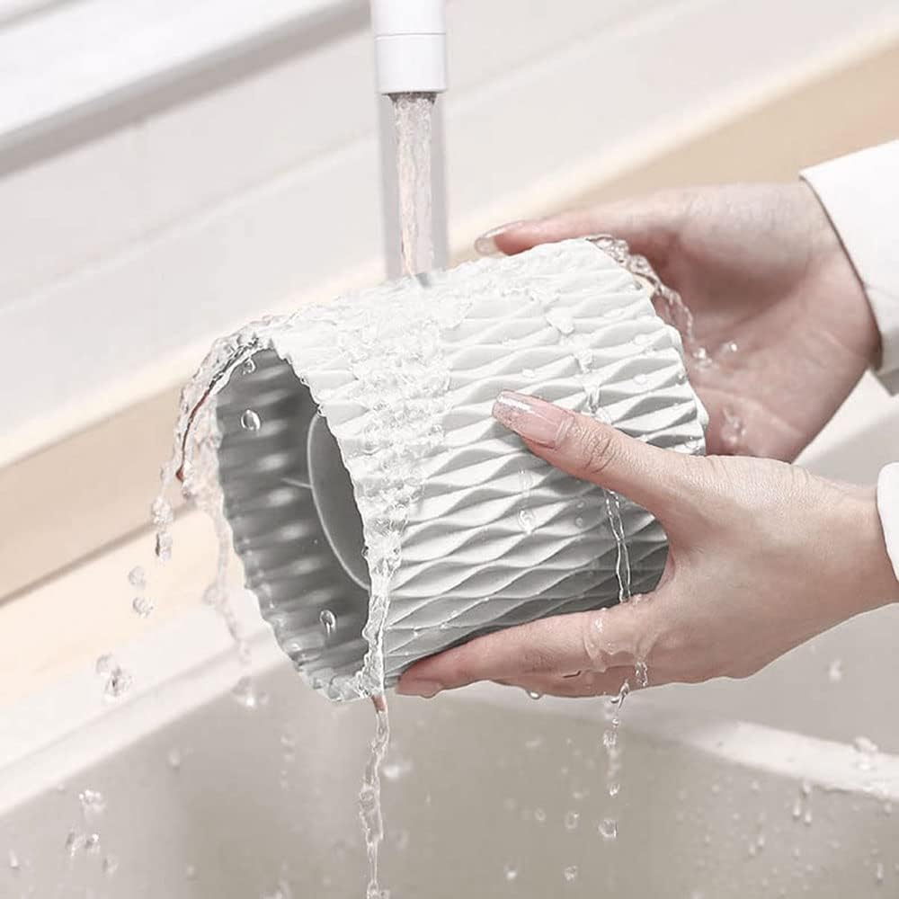 OWLFAVO Rotate Desk Organizer, Spinning Pen Holder Stationery, 360-Degree Pencil Accessories Storage Caddy Tray for College, Home, Office, Makeup Brush, 5 Compartments, White