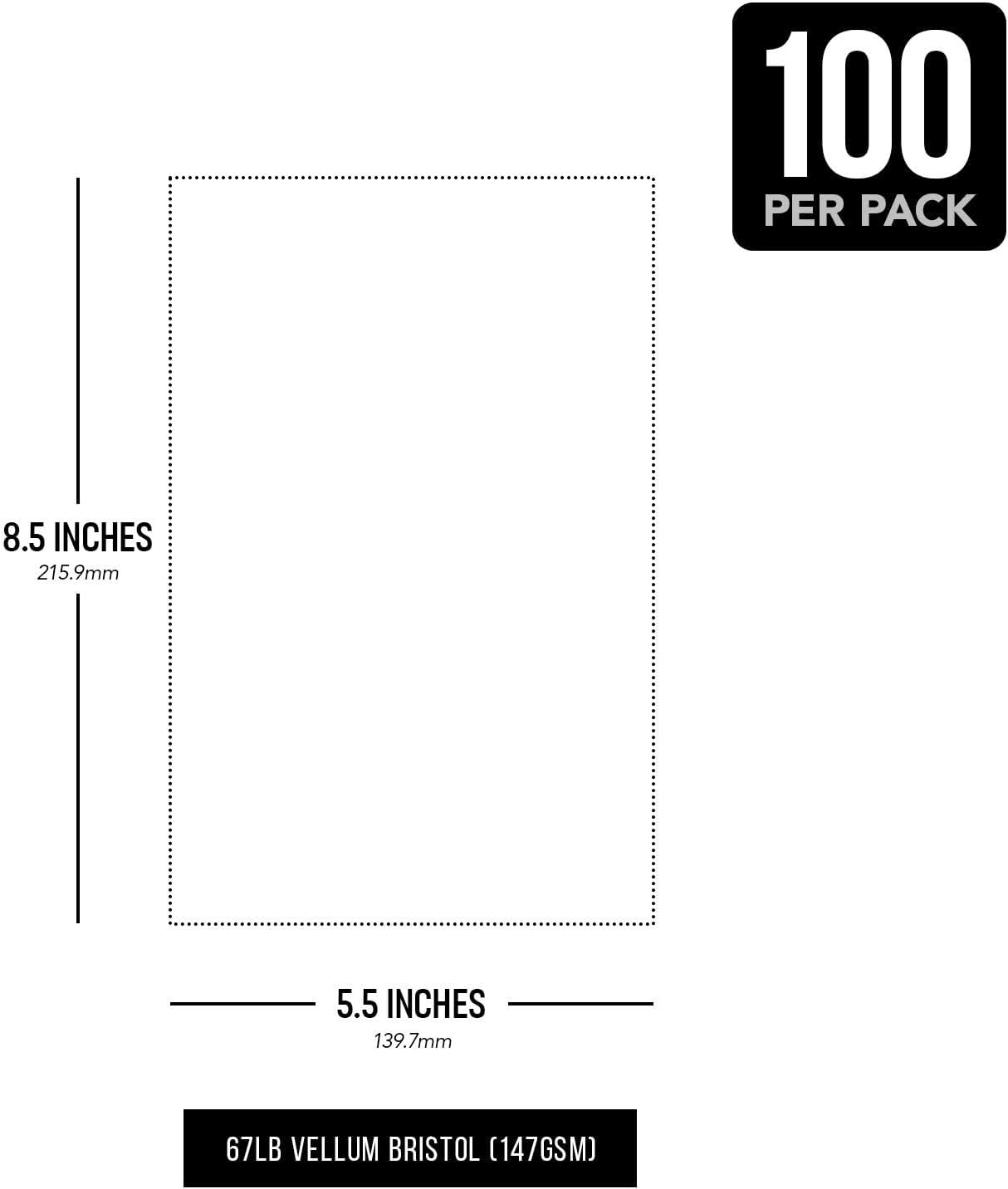 Half Letter Size, 8.5" x 5.5" Pastel Color Cardstock Paper for Arts and Crafts, Scrapbooking, Stationery Printing | Medium Weight 67lb Vellum Bristol (147gsm) Card Stock | 100 Sheets per Pack | Cream