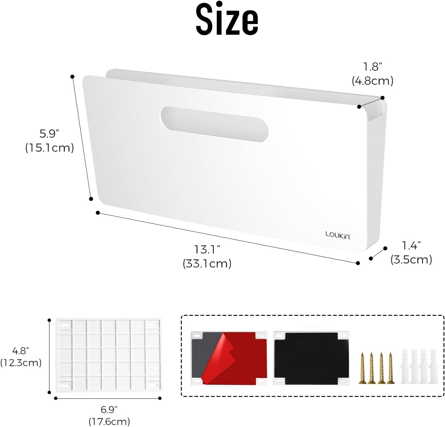 loukin Magnetic File Holder - Vertical Wall Mount Organizer for Whiteboard, Refrigerator, Office Wall, Documents, Letters (White)