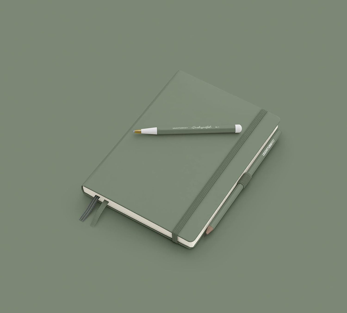 LEUCHTTURM1917 - Notebook Hardcover Medium A5-251 Numbered Pages for Writing and Journaling (Olive, Squared)