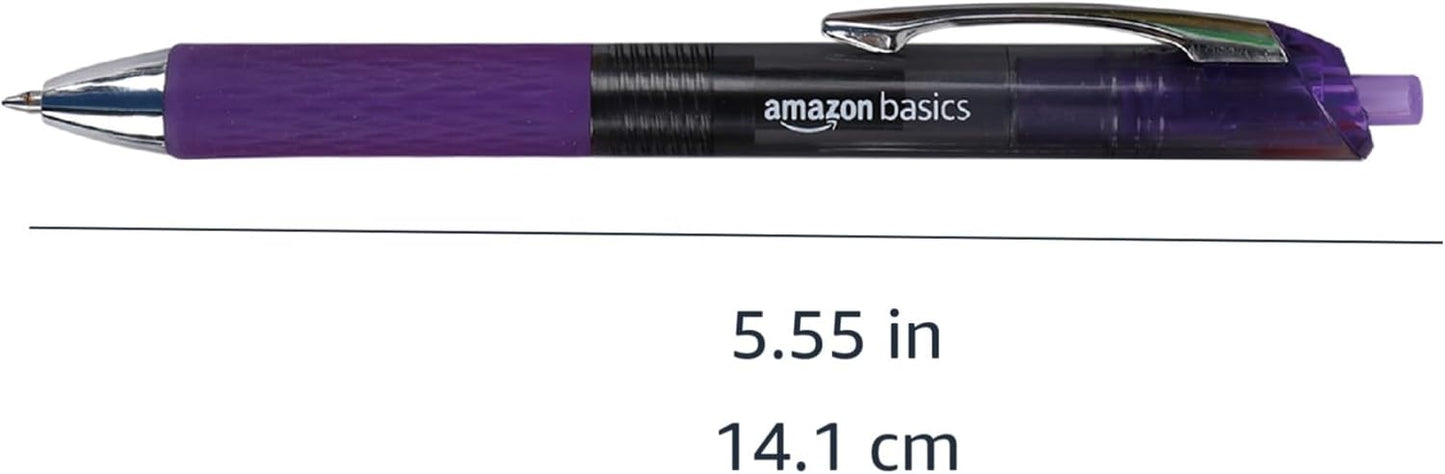 Amazon Basics Gel Pens Fine Point Smooth Writing Pens, Retractable, Assorted, 0.7mm, 12 Pack