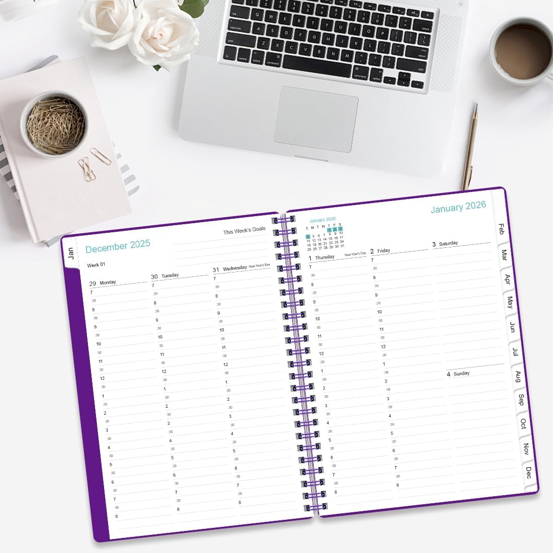 2026 Appointment Book & Planner - Hourly Planner from January 2026 - December 2026, Weekly Appointment Book 2026 with 30-Minute Interval, 6.4" x 8.5", Purple