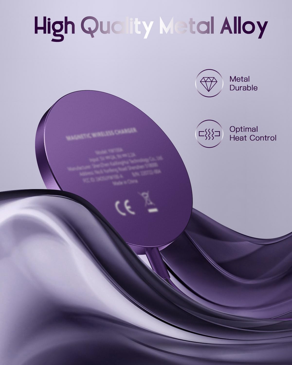 for Mag-Safe Charger, Magnetic Wireless Charger Made for iPhone 17/17 Pro/17 Pro Max/Air/16/15/14/13/12 Series, Mag Safe Charging Pad for AirPods Pro 3 2 (Purple)