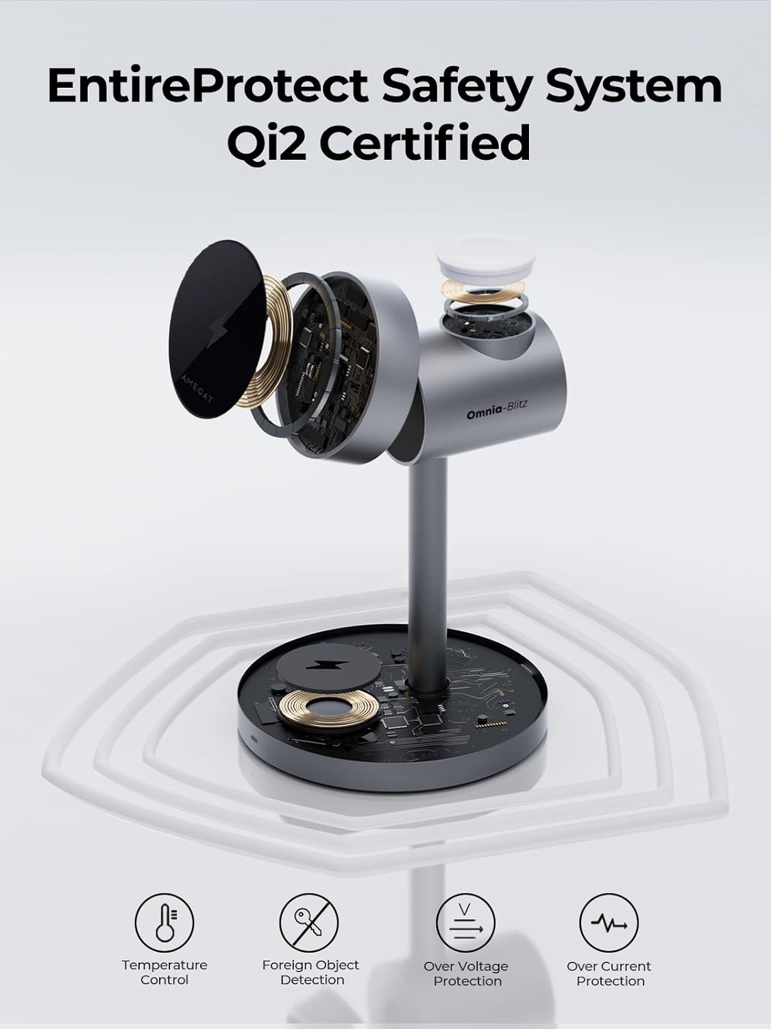 MagFusion 3-in-1 Charging Station Compatible with MagSafe, Qi2 Certified 15W Magnetic Wireless Charger Stand, for iPhone 17/16/15/14/13/12 Series, Apple Watch, AirPods(30W PD Charger Included)