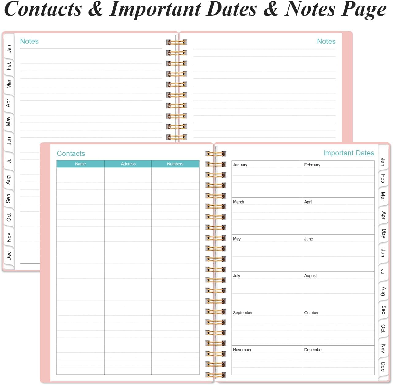 2026 Planner - Planner 2026 from January 2026 - December 2026, Weekly & Monthly Planner Spiral Bound with 12 Monthly Tabs, Inner Pocket, 6.4" x 8.5", Pink-A