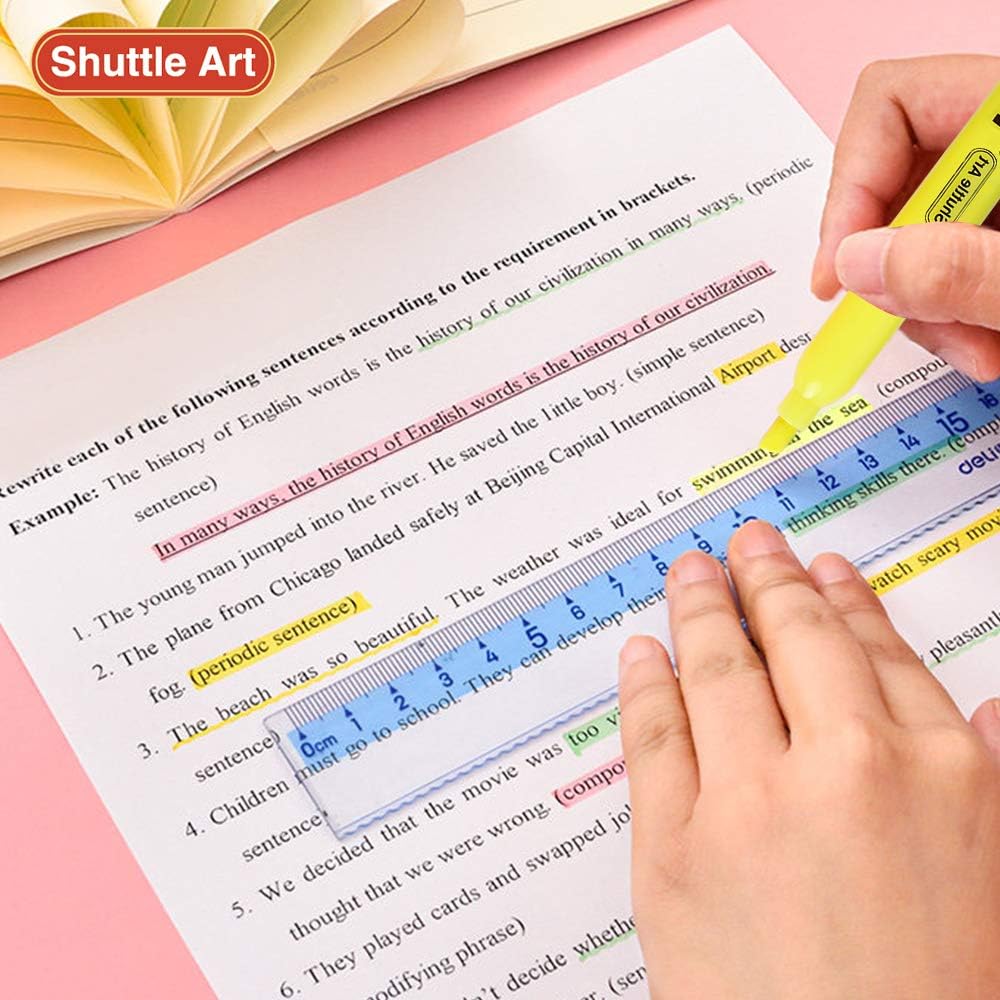 Shuttle Art 144 Pack Highlighters, Highlighters Assorted Colors Set, 8 Bright Colors Chisel Tip Highlighter Markers Bulk for Kid and Adult Coloring, Highlighting as School Supplies