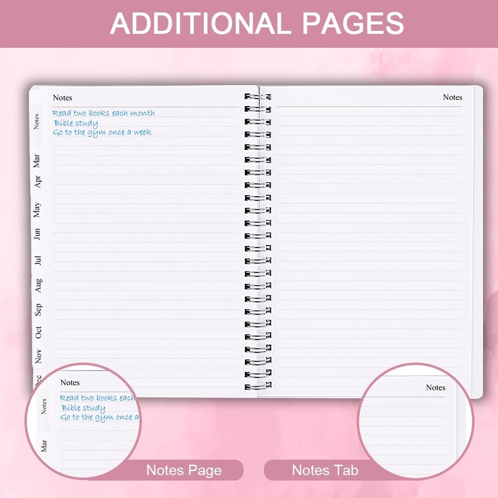 2025-2026 Planner - Monthly Planner Runs July 2025 to June 2026, 6.25" x 8.25", 12 Monthly Tabs, 14 Notes Page, Inner Pocket, Flexible Cover with Twin-Wire Binding, Planners 2025-2026, Pink