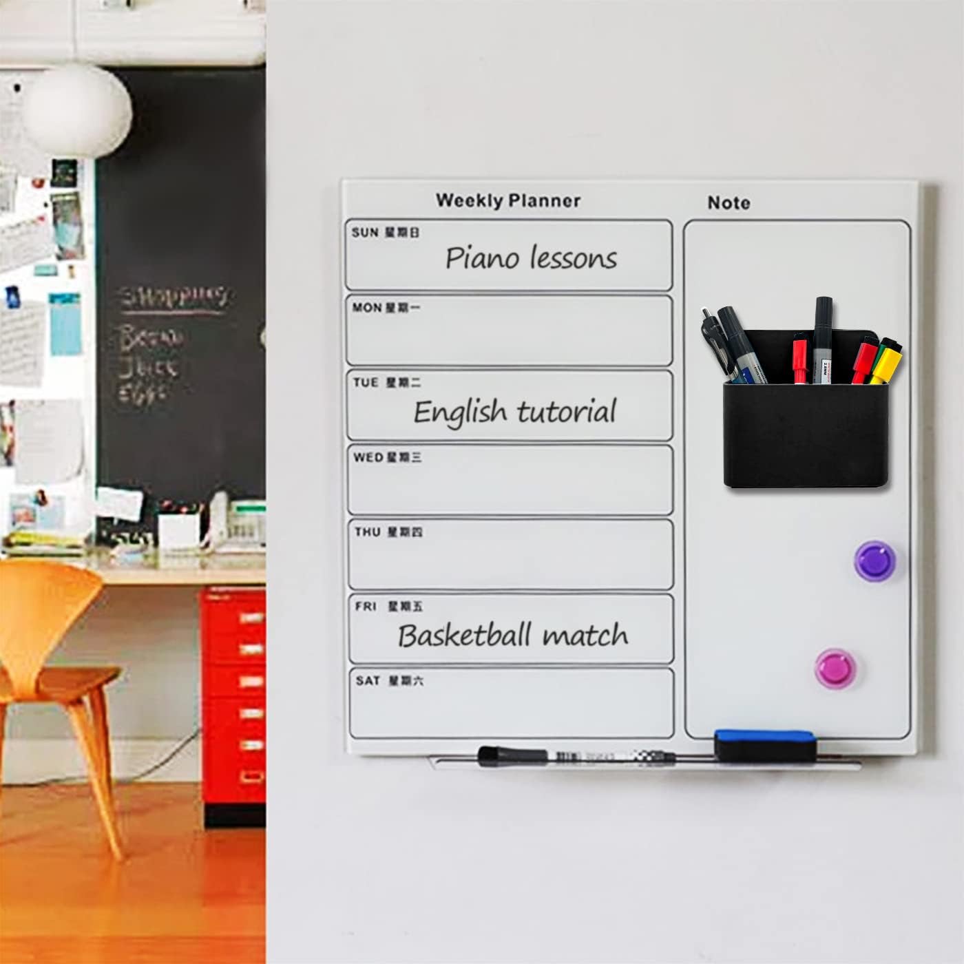 Magnetic Dry Erase Marker Holder - Multi-Surface Pen & Marker Holder for Fridge, Whiteboard, Locker - School, Office, Home - 1 Pack, Black
