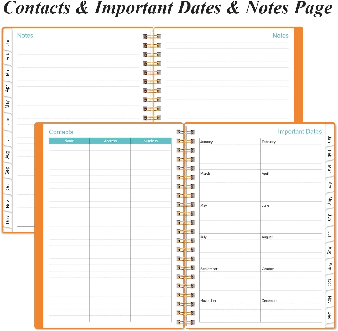 2026 Planner - Planner 2026 from January 2026 - December 2026, Weekly & Monthly Planner Spiral Bound with 12 Monthly Tabs, Inner Pocket, 6.4" x 8.5", Orange-A