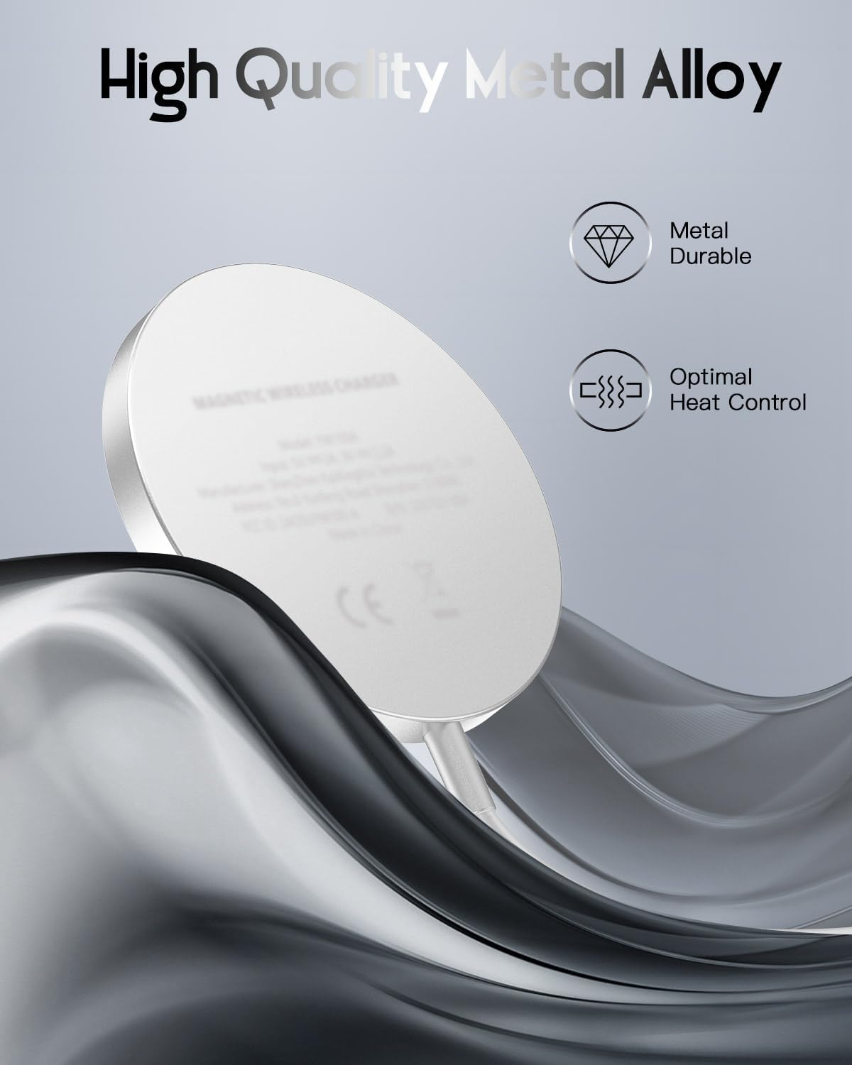 for Mag-Safe Charger, Magnetic Wireless Charger Made for iPhone 17/17 Pro/17 Pro Max/Air/16/15/14/13/12 Series, Mag Safe Charging Pad for AirPods Pro 3 2 (Silver)