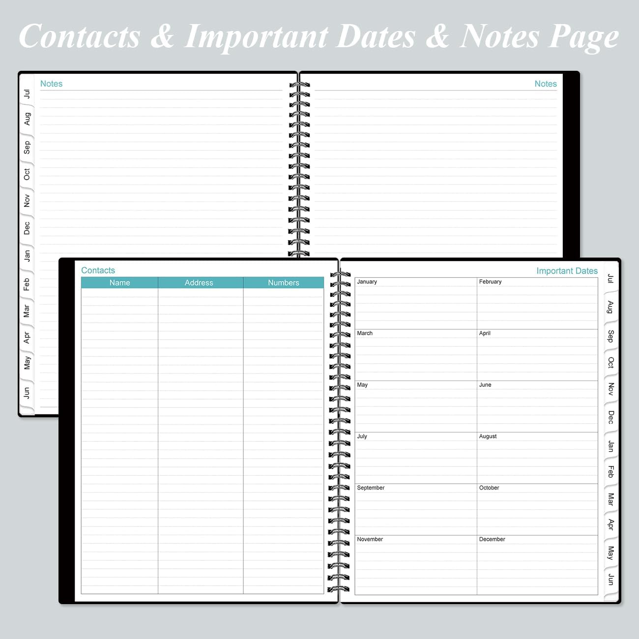 2025-2026 Monthly Planner - 18 Monthly Calendar, July 2025 - December 2026, Two Pages Per Month, 9" x11" Planner with Tabs, Strong Twin-Wire Binding, Inner Pocket, Black