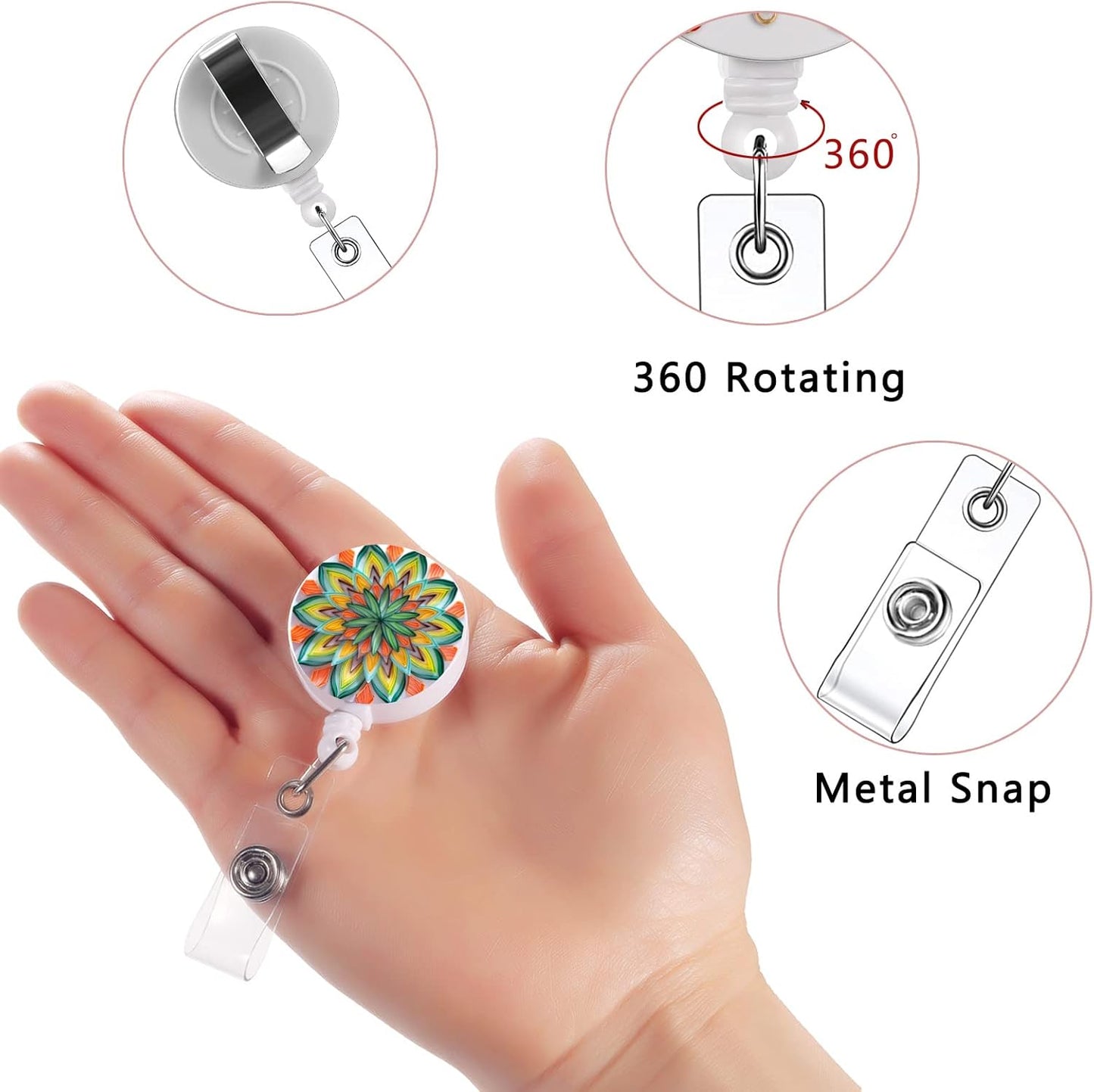 16 Pack Badge Reels for Nurses ID Badge Holder with Clip Retractable Badge Holders