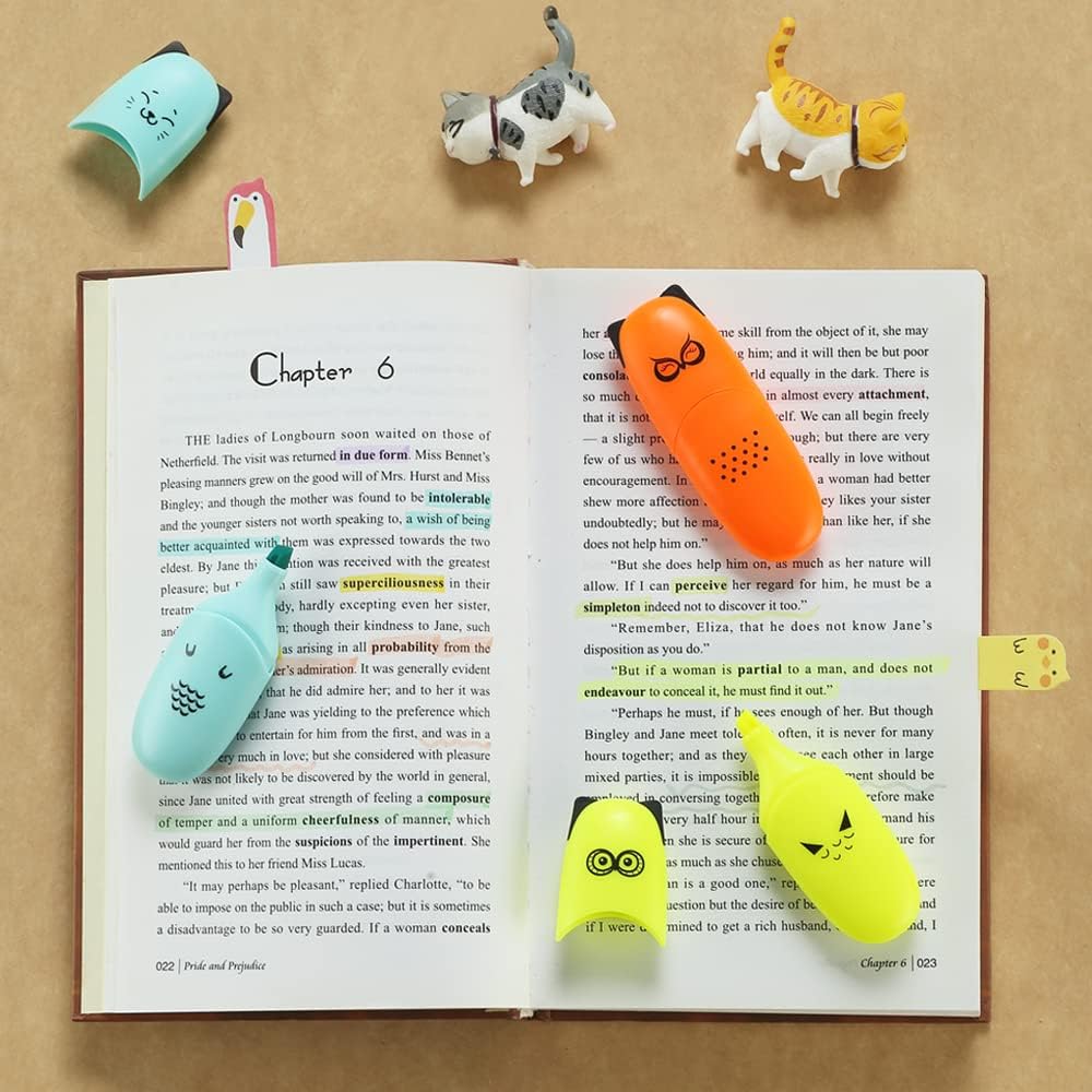 12 pieces Cute Animal Design Vet Tech Week Gifts Mini Highlighter Pen Assorted Colors Chisel Tip Gift Highlighter Marker - stocking stuffers for kid - kawaii stuffs