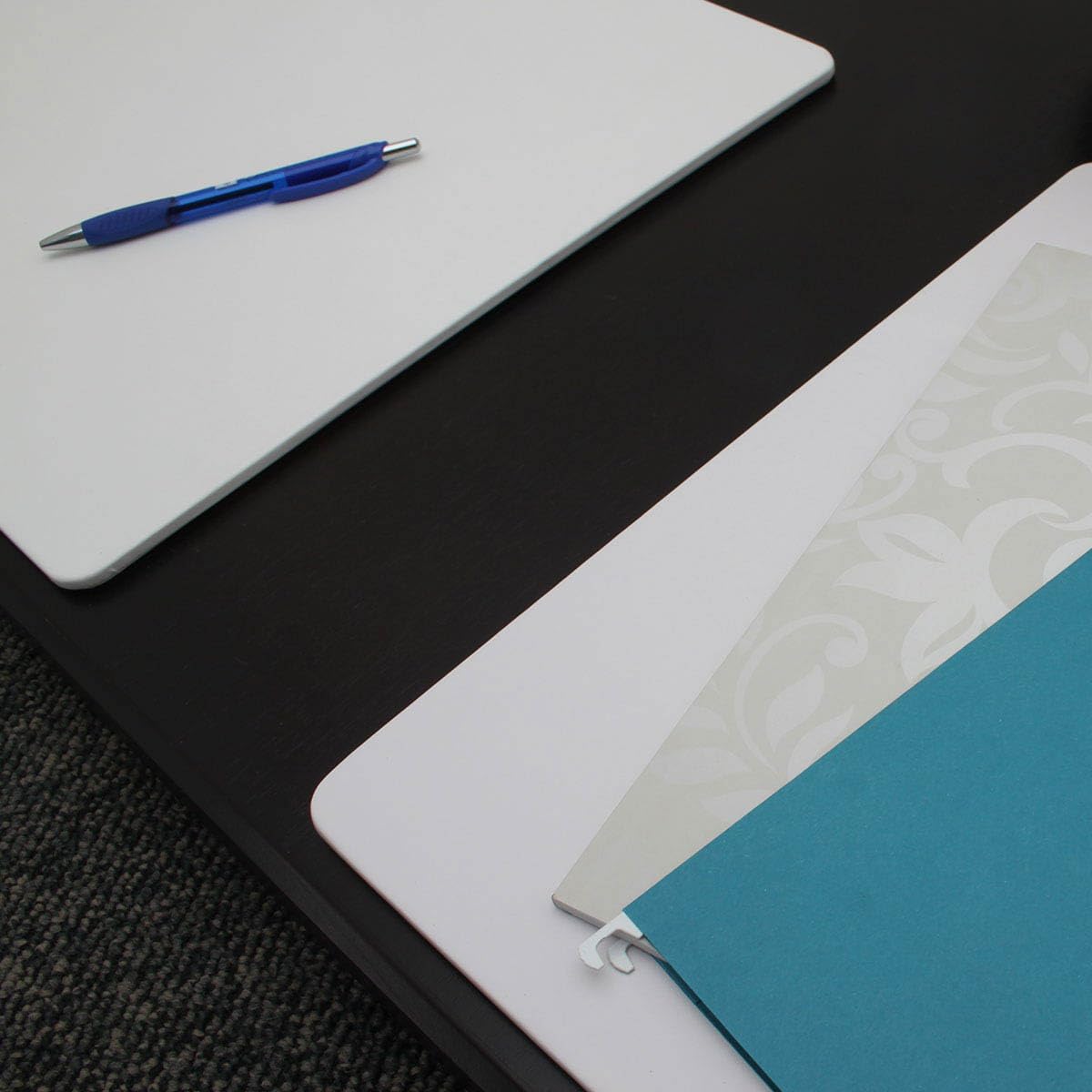 Dacasso 17" x 14" White Leatherette Luxury Conference Table Pad - Desk Blotter for Writing - Boardroom Organization & Executive Desk Decor