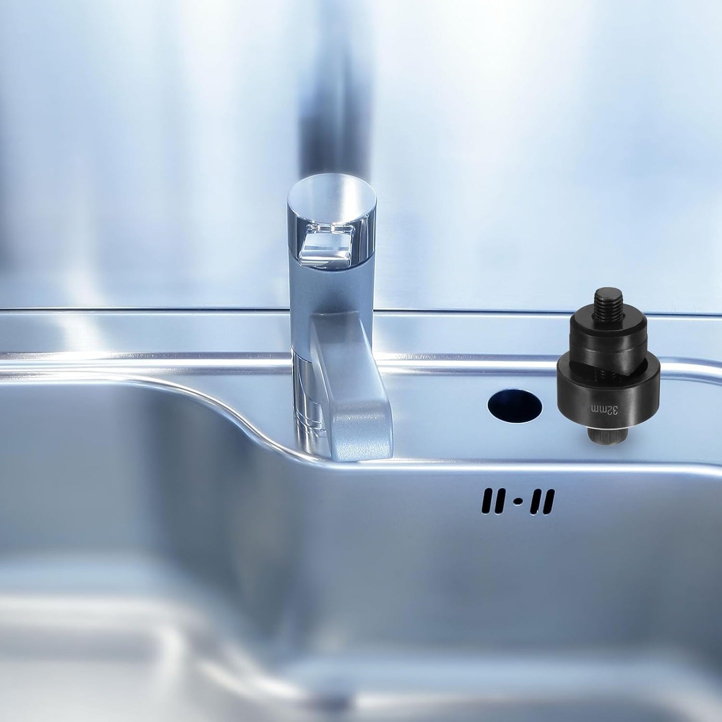 HARFINGTON Sheet Metal Punch Hole Punch 35mm Bearing Steel Precise Cutting Manual Knockout Punch Kit for Metal Steel Plate Sink Stainless Steel, Black