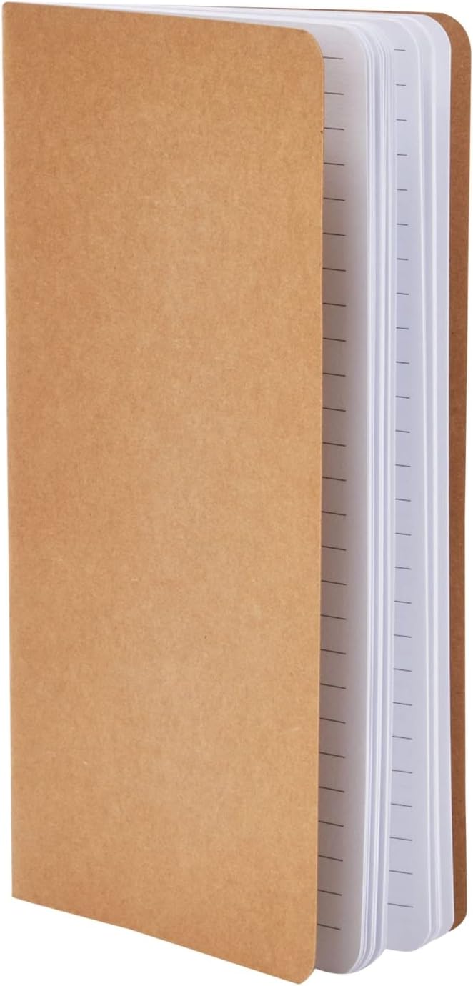 Paper Junkie Journaling Notebooks - 4 x 8 In, Brown Kraft Cover, Pack of 24, 80 Pages, Thread-Bound - Journals for Writing - Portable Travel Notebook & Mini Sketchbook
