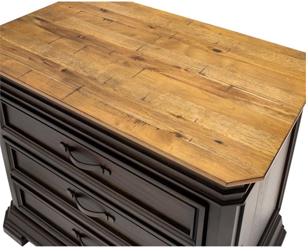 BOWERY HILL Executive Lateral File with Solid Wood Plank Top in Brown