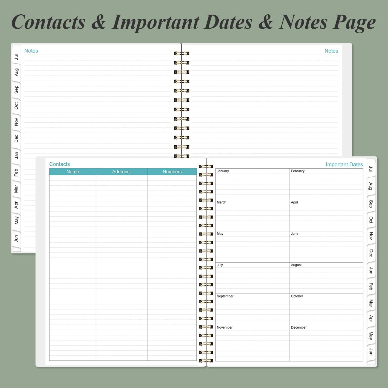 2025-2026 Planner - Weekly & Monthly Planner Spiral Bound from July 2025 - June 2026 with Monthly Tabs, Inner Pocke, 8.5" x 11", Teal