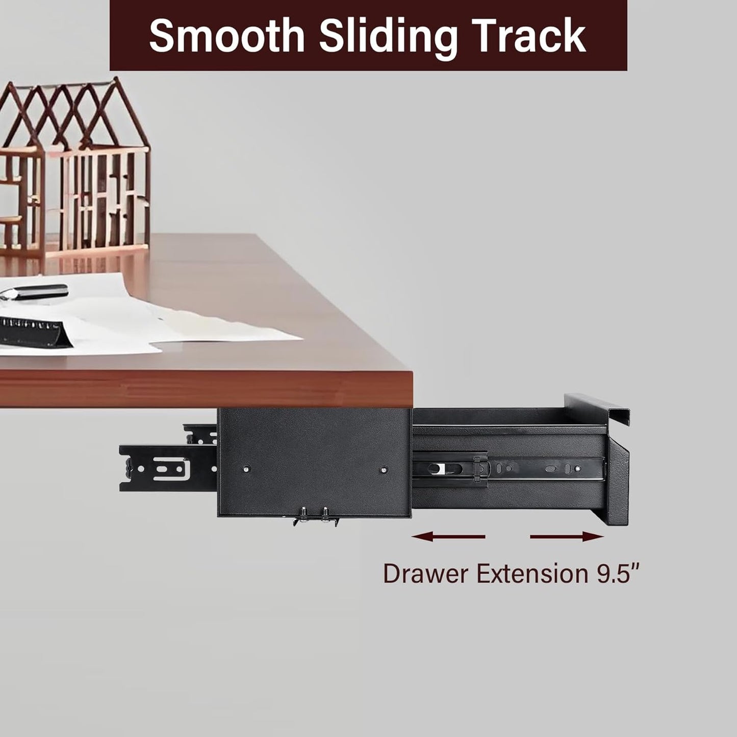 Under Desk Drawer 15.7" x 11.8" x 4.3", Under Desk Pull Out Drawer 4.3” & 7.5” Optional Bracket Height, Storage Organizer for Workbench with Drawers