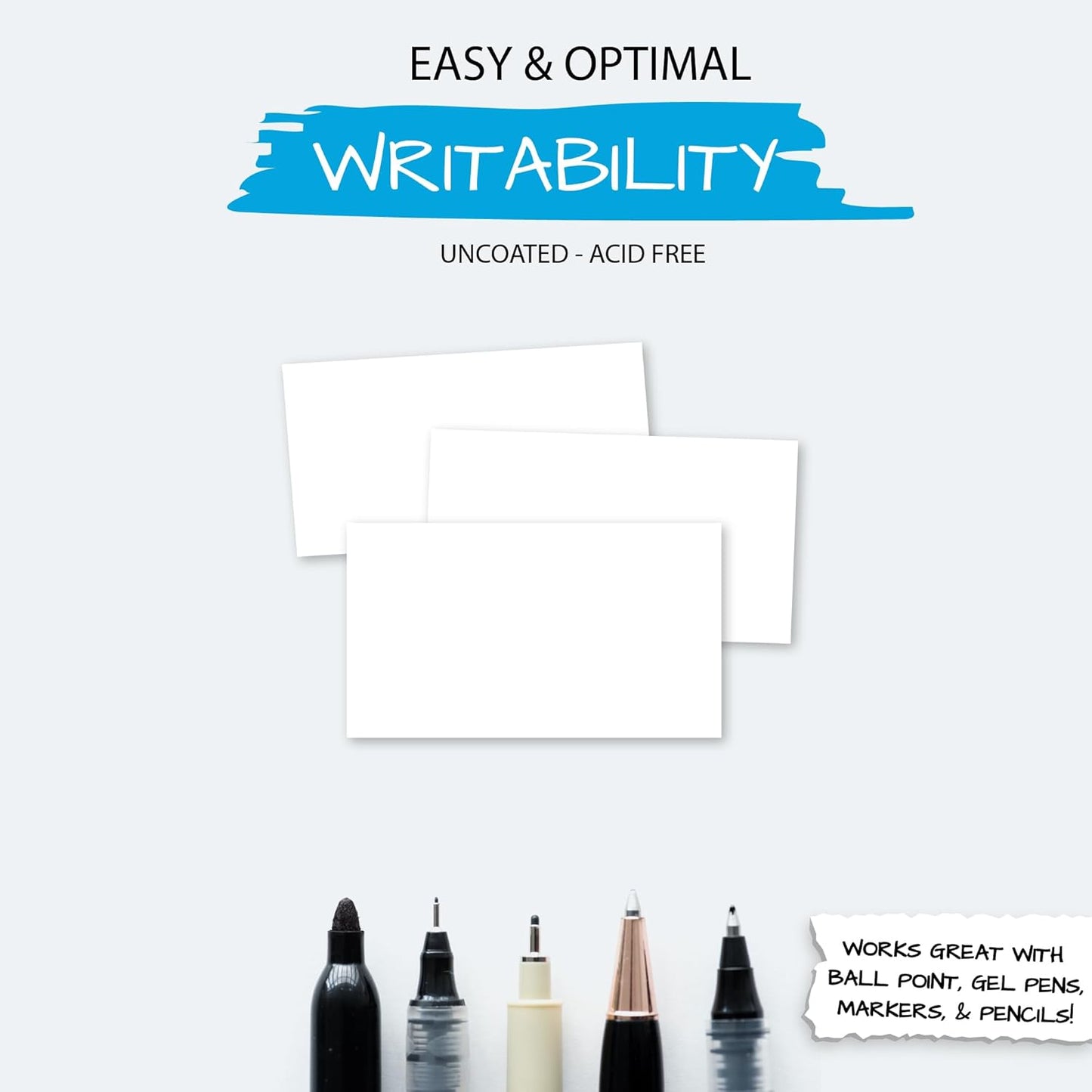 Home Advantage 3.5x5 Blank Index Cards - 50 Pack of Heavy Duty Bleed Proof Note Cards & Flashcards