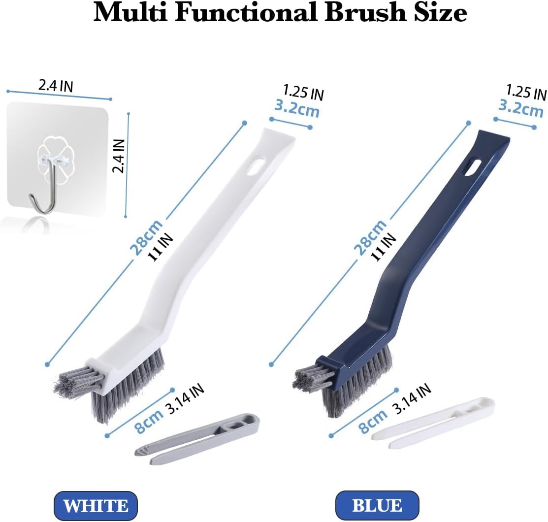 2 Pack Hard Bristle Crevice Cleaning Brush, Multifunctional Gap Cleaning Brush Supplies for Kitchen, Bathroom, Corner, Grout, Sink, Cup, Teapot, Bottle, Blender
