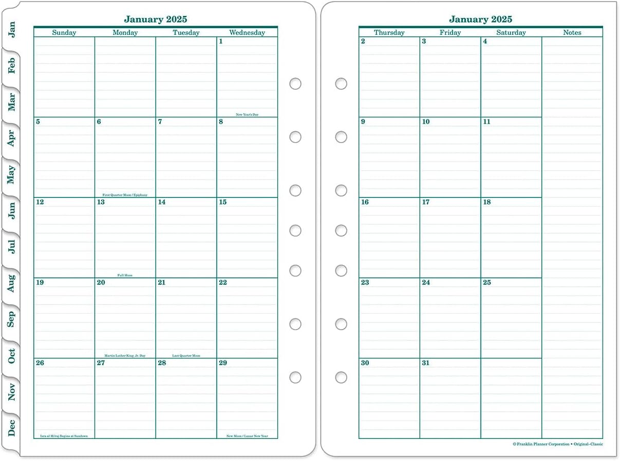 FranklinCovey - Original Two Page Per Day Ring-Bound Planner (Classic, Jan 2025 - Dec 2025)