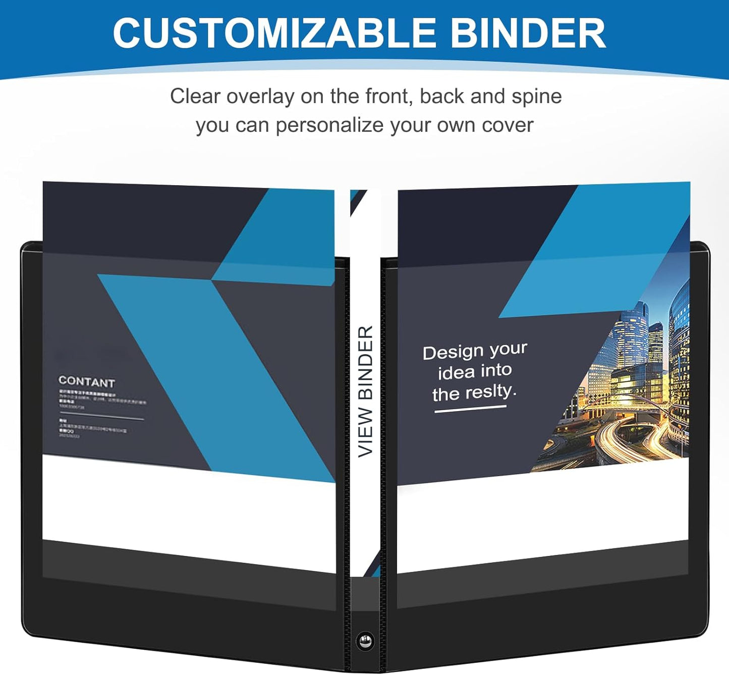 0.5-inch 3-Ring Binder, 1/2 Inch Round Ring Binder with 2 Inside Pockets, 12 Pack Black Binders, Clear View Cover Binders Holds 8.5'' x 11''Paper for Office/Home/Back to School