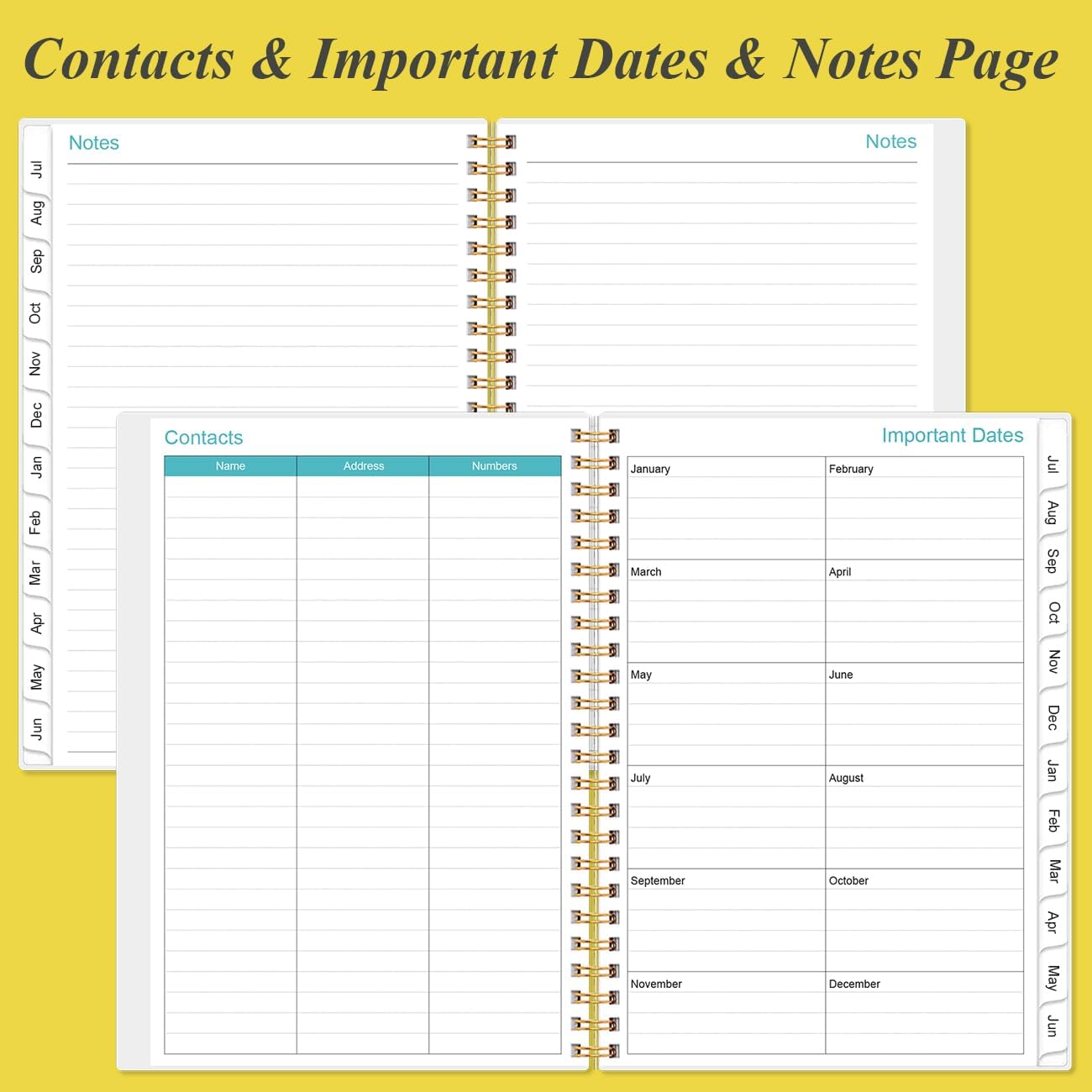 Planner 2025-2026 - A5 Weekly & Monthly Planner Spiral Bound, July 2025 - June 2026, Academic Planner 2025-2026 with Flexible Cover, Tabs, Inner Pocket, 6.4" x 8.5", Yellow