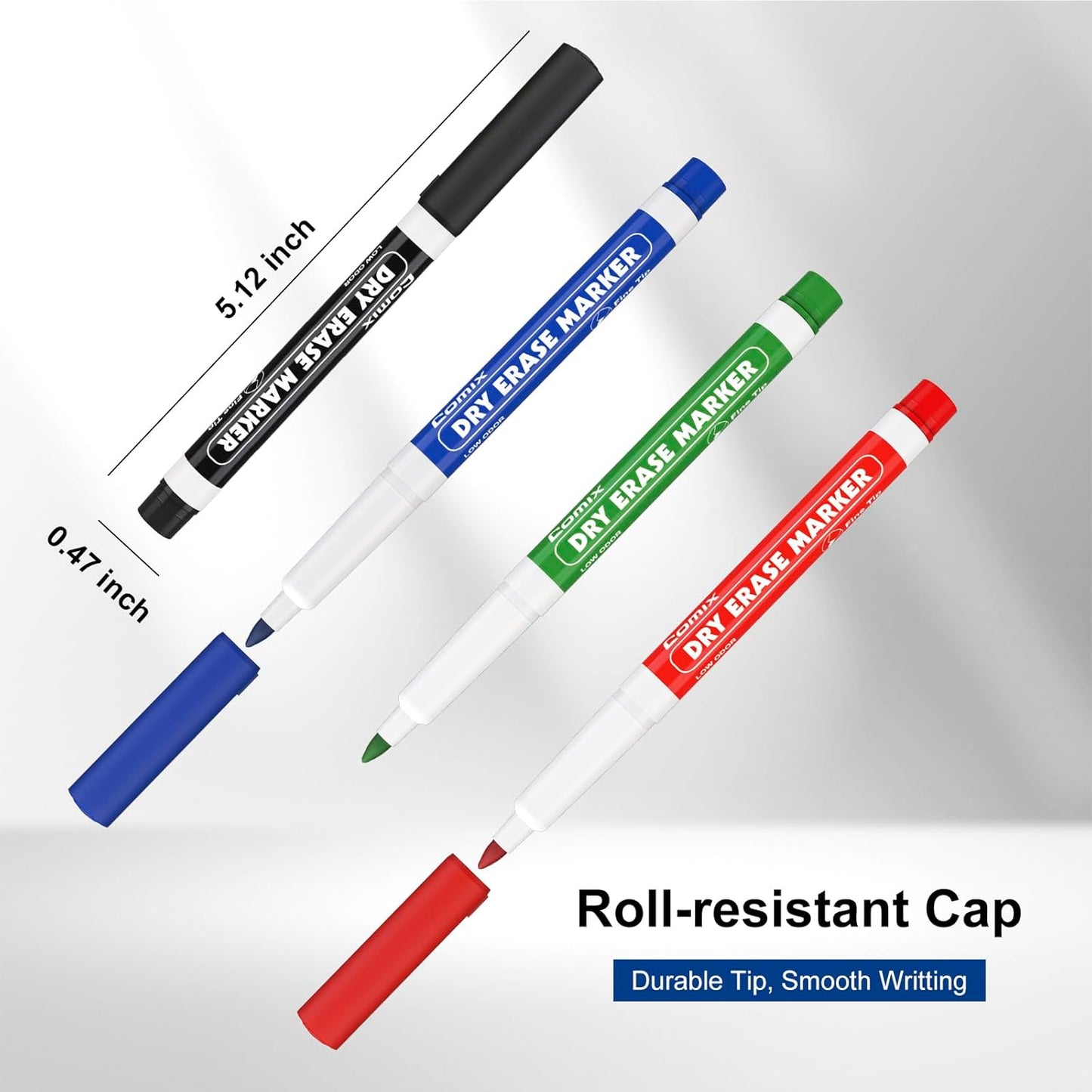 Comix Fine Tip Dry Erase Markers, Low Odor Whiteboard Markers, 36 Bulk 4 Assorted Colors Markers for Kids Teachers Office & School Supplies