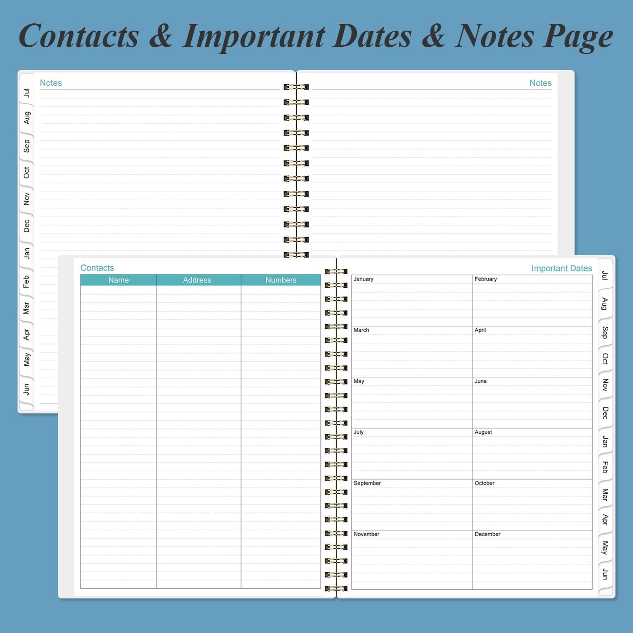 2025-2026 Planner - Weekly & Monthly Planner Spiral Bound, Planner 2025-2026 from July 2025 - June 2026 with Monthly Tabs, Inner Pocke, 8.5" x 11", Dark Blue