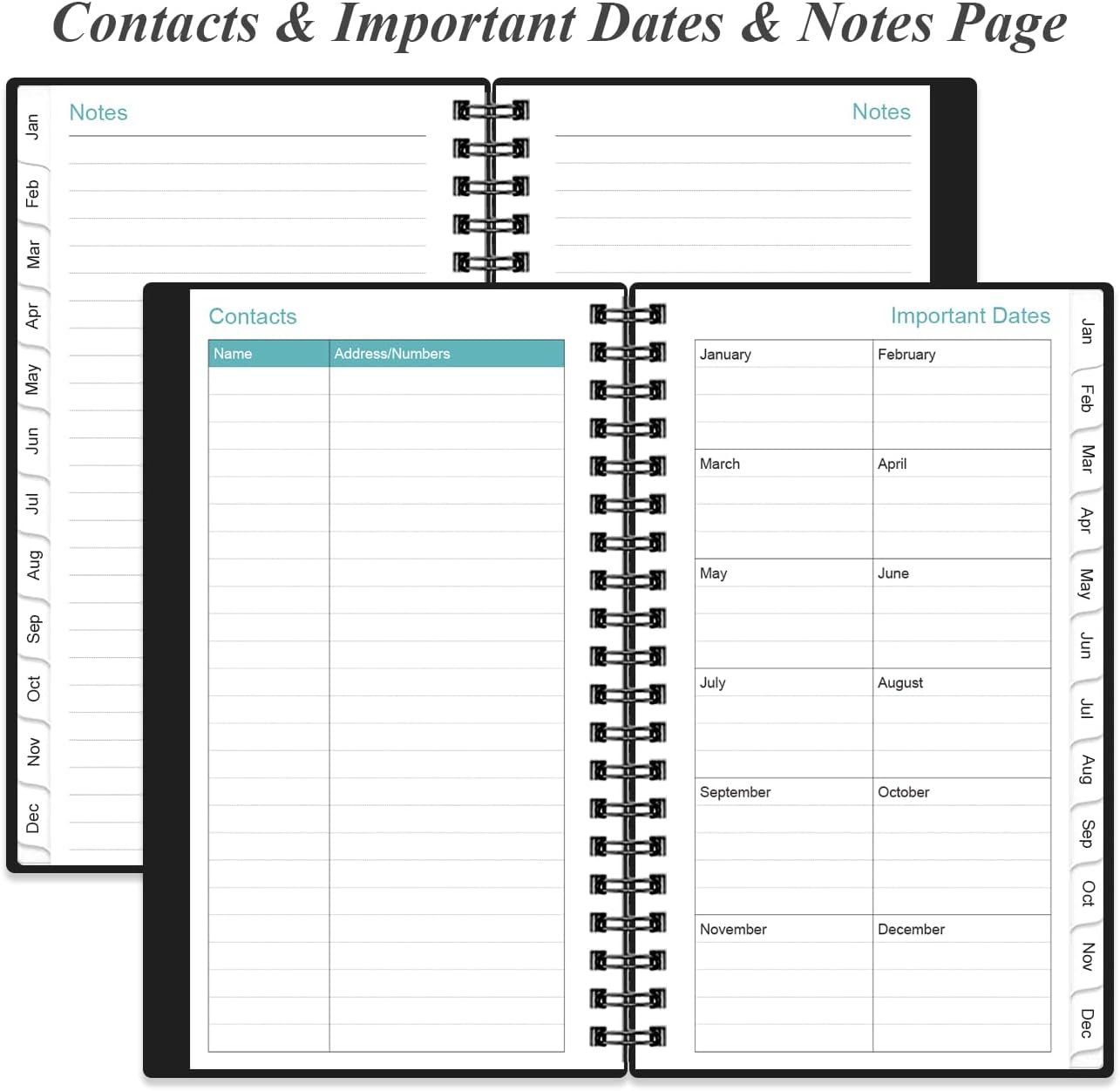 2026 Pocket Planner/Calendar - 2026 Planner from January 2026 - December 2026, Planner 2025 with 12 Tabs, Twin-Wire Binding, Inner Pocket, 3.75" x 6.75, Black