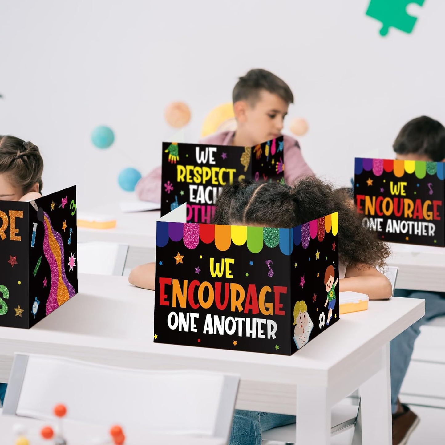 Honoson 24 Pcs Bulk Inspirational Privacy Folders for Students Cardboard Test Privacy Boards Motivational Words Desk Dividers Shield for Classroom School Study Supplies, 6 Styles (Passion)