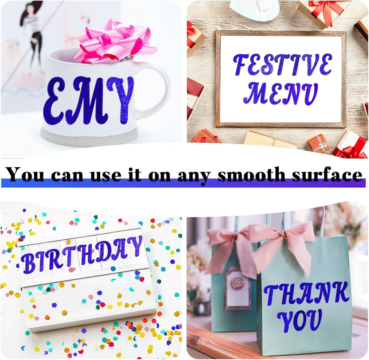 Glitter Letter Stickers,10 Sheets 2 Inches Self-Adhesive Vinyl Letters Alphabet Sticker Decals for Scrapbook,Door,Mailbox,Bulletins Boards -Blue