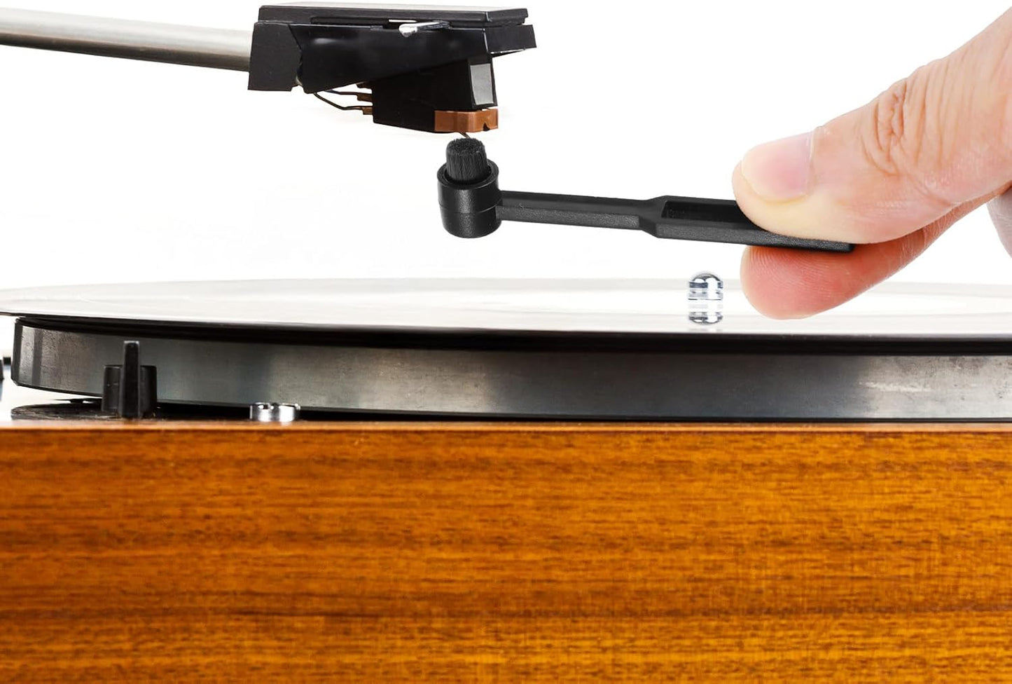 2 Pieces Turntable Stylus Cleaning Brush, Vinyl Record Cleaning Brush Needles Carbon Fiber Vinyl Record Cleaner Anti-Static Stylus Cleaner Brushes for Records Needles Cleanings Dirt and Dust, Black