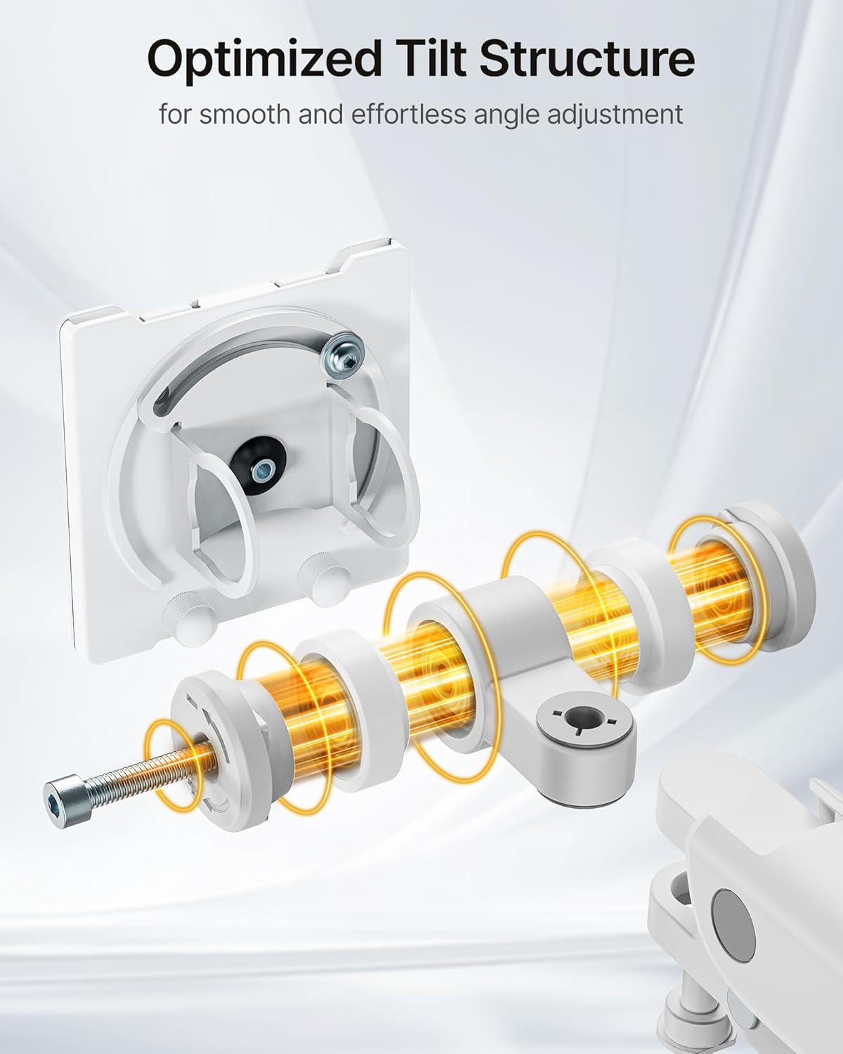 monTEK Heavy-Duty Single Monitor Arm for 17-57 inch, up to 59.4lbs Ultrawide Screens,Gas Spring Dual Curved Adjustable Monitor Stand for Desk,75/100mm VESA Mount with USB,White