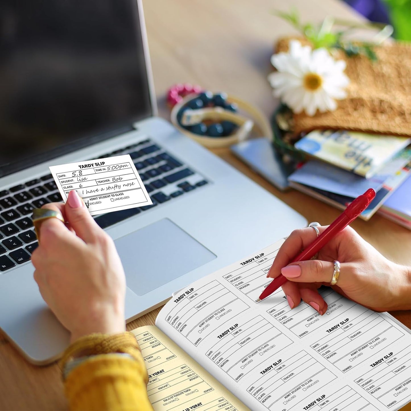 gisgfim Tardy Slip Book with Carbonless Duplicates in Easy Removal Fold and Tear Tardy Slips Per Book Register Copy Notebook for Student Late Arrivals School Supplies Teacher 400 Pcs/Pad (1 Pad)