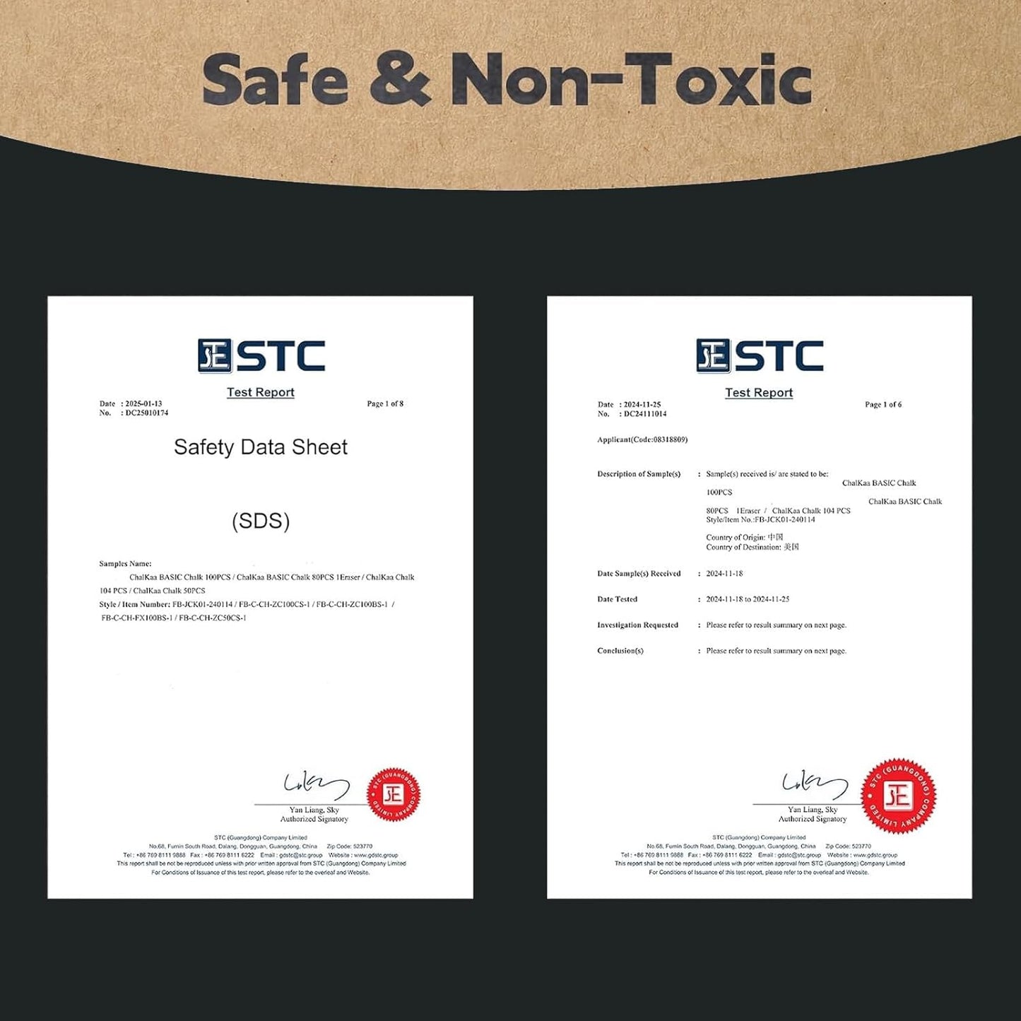 Dustless White Chalk 100PCS, Non-Toxic Classroom Chalks for Teachers & Students, School Chalkboard Supplies