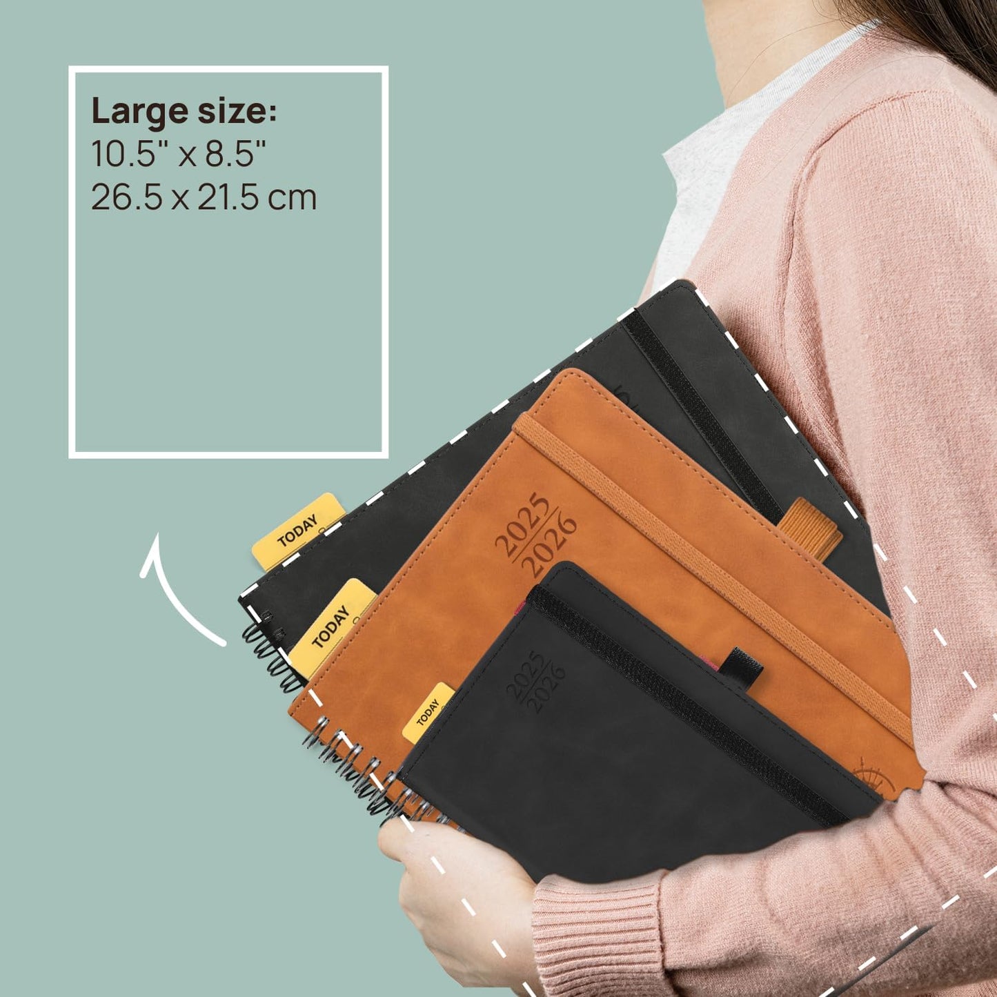 POPRUN Planner 2025-2026 Weekly Planner Notebook (Large 8.5''x 10.5'') Academic Calendar (JUL.25 - JUN.26) Appointment Book with Monthly Tabs, Spiral Soft Cover, Inner Pocket, 100 GSM - Royal Blue