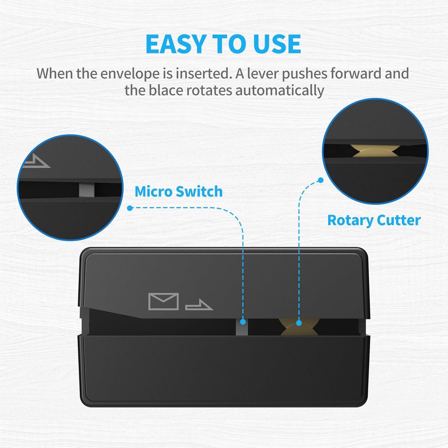 Battery Operated Electric Letter Opener - Letter Openers Envelope Slitter, Envelope Opener, Mail Opener, Universal Envelope Efficient Letter Opener Tool for Office, Home (Black)