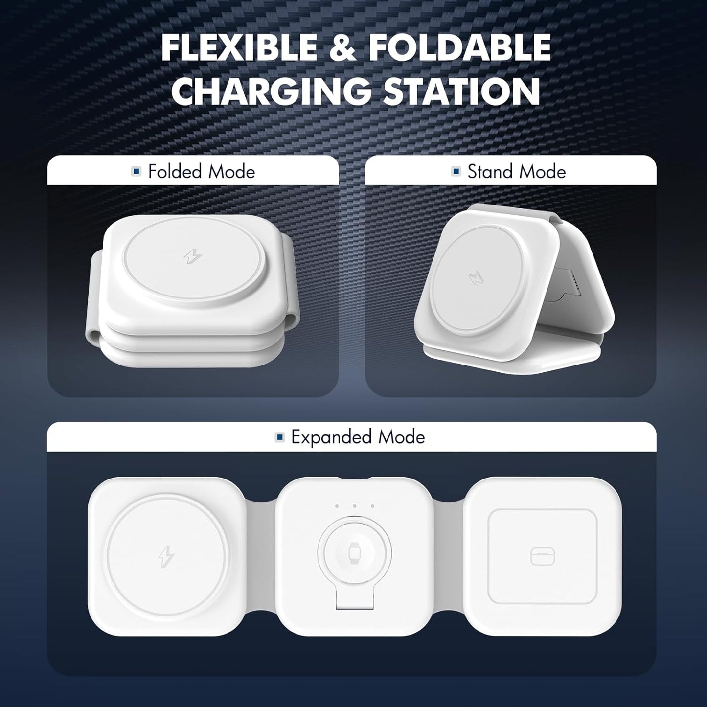 Charging Station for Apple Multiple Devices: 3 in 1 Travel 25W Faster Foldable Magnetic Wireless Charger - Charging Pad for iPhone 16e 16 15 14 13 12 Pro Max Plus Watch & Airpods - Desk Gifts, White