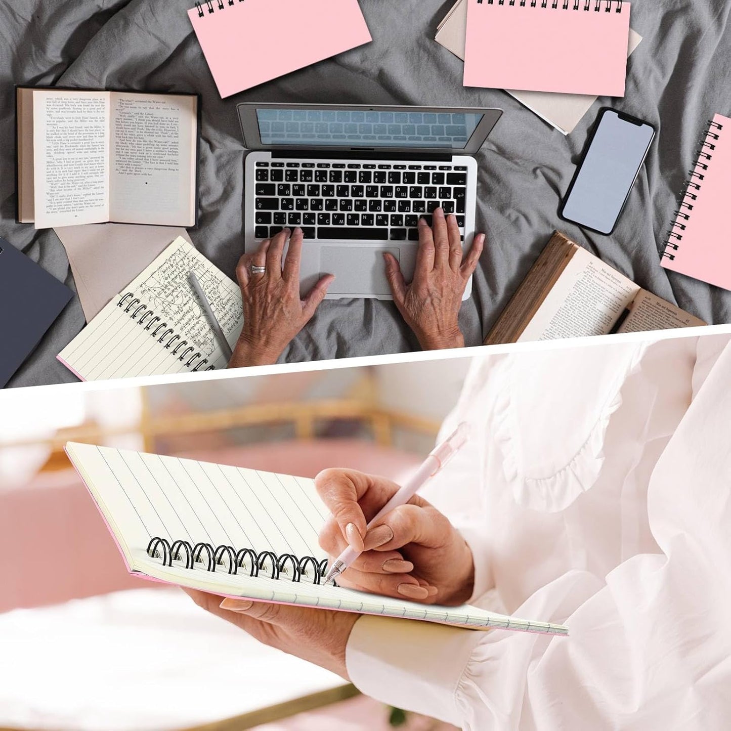 Jutom 54 Pcs Small Spiral Notebooks Memo Pads 3x5 Bulk Small Pocket Notebooks Mini Notepads with Lined Pages Mini Journals for Office Back to School Work Writing Supplies, 120 Pages (Pink)