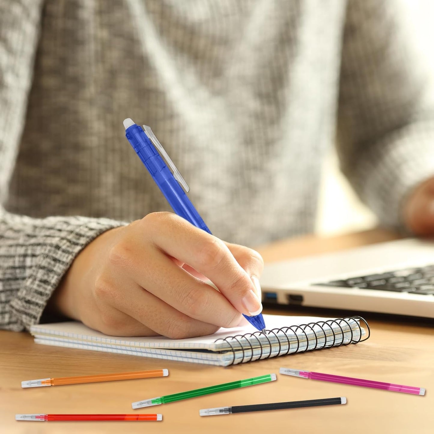 0.7 mm Erasable Gel Ink Pen Refills Compatible with Frixion Friction, Smooth Writing Multicolor Retractable Fine Point Pen Refill for School Office Home Art (8 Colors, 24)