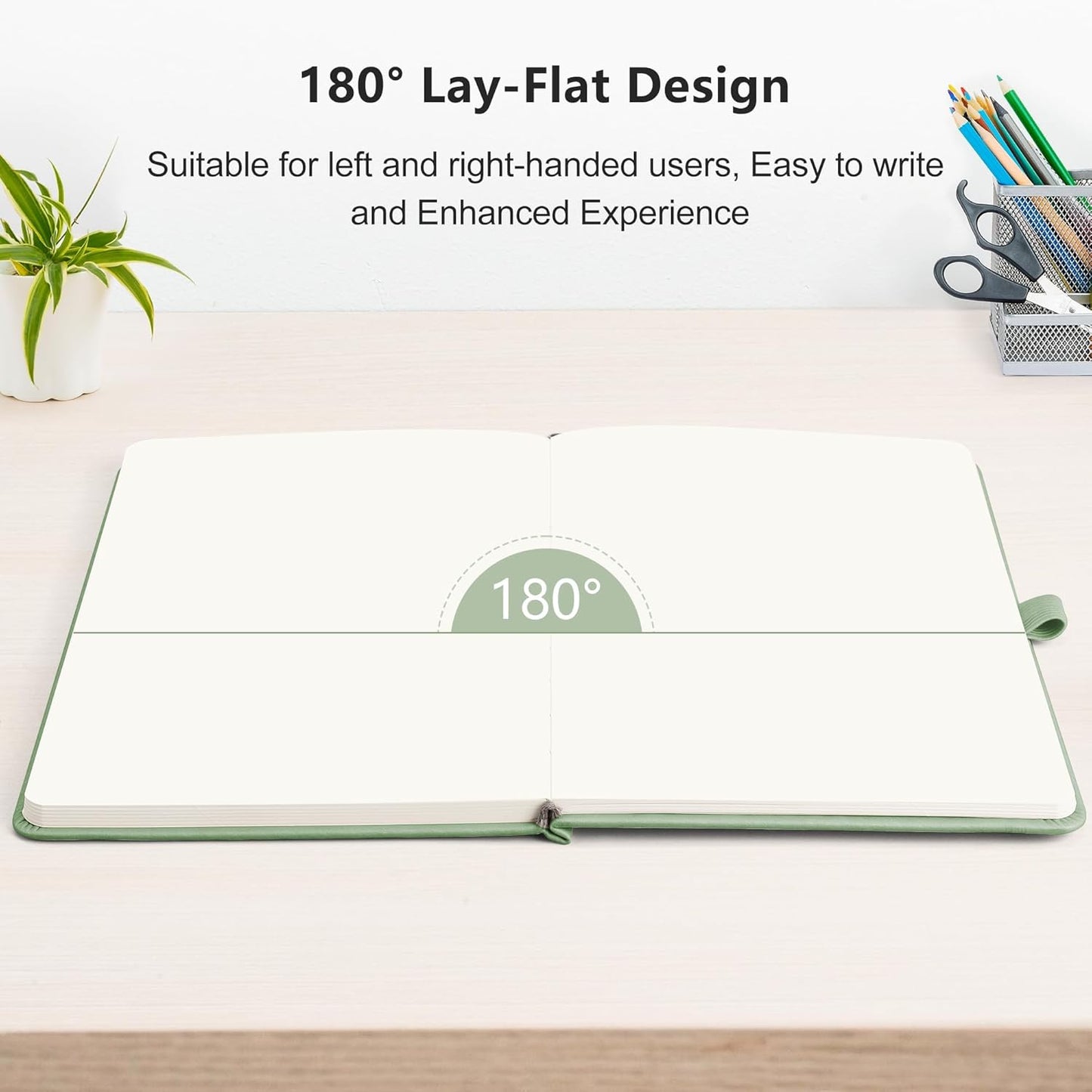 RETTACY Blank Journal Notebook, 192 Pages, A5 Medium Size (5.7'' x 8.3''), Leather Hardcover, 100 GSM Thick Paper, for Sketching, Drawing, Painting (Light Green)
