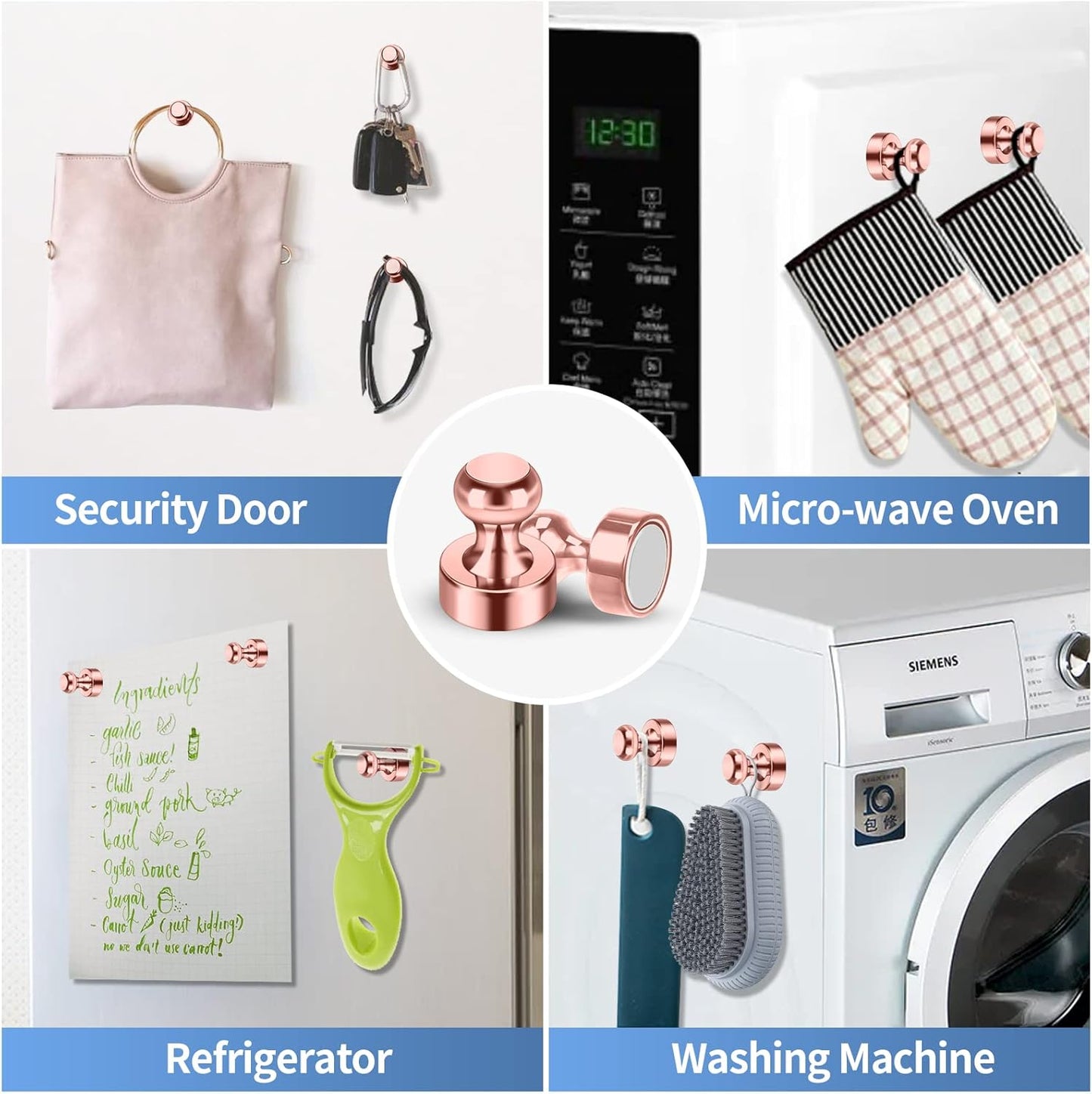 12Pack Rose Gold Fridge Magnets Refrigerator Magnets Adults Magnets for Whiteboard School Office Locker Kitchen Decorative Small and Strong