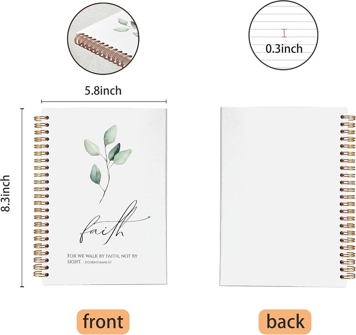 VNWEK Bible Scripture 2 Corinthians 5:7 For Me Walk By Faith Not By Sight Spiral Notebook Journal 5.5 X 8.3 Inches,Christian Lined Hardcover Spiral Notebook,Christian Gifts For Women Men Faith Teens