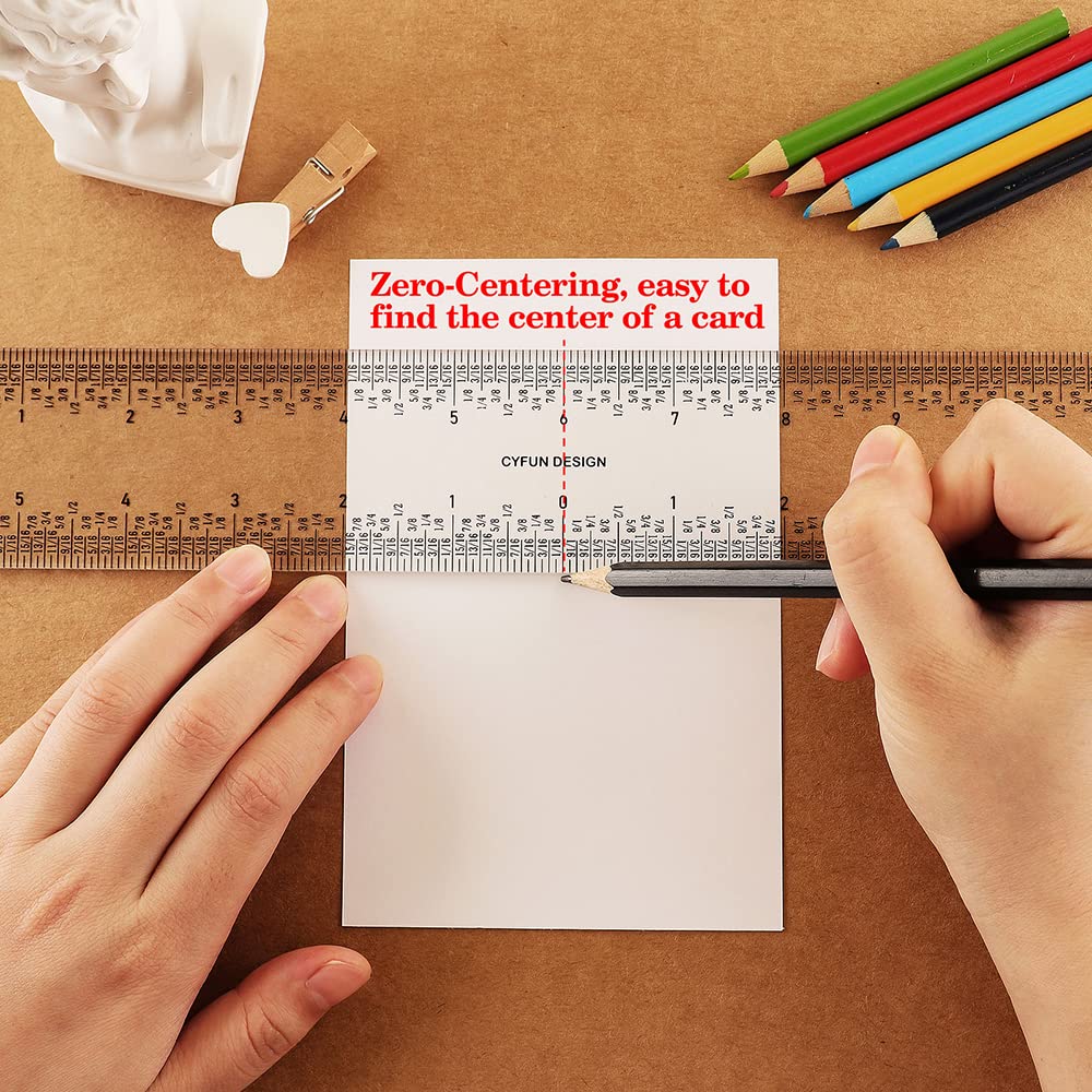 2 Pieces 6"/12" Clear Acrylic Ruler Zero-Centering Ruler with Inches & Metric Measuring Tool 12" and 6" Inch Straight Edge Rulers for Paper Cutting Craft Supplies School Supplies for Students,Office