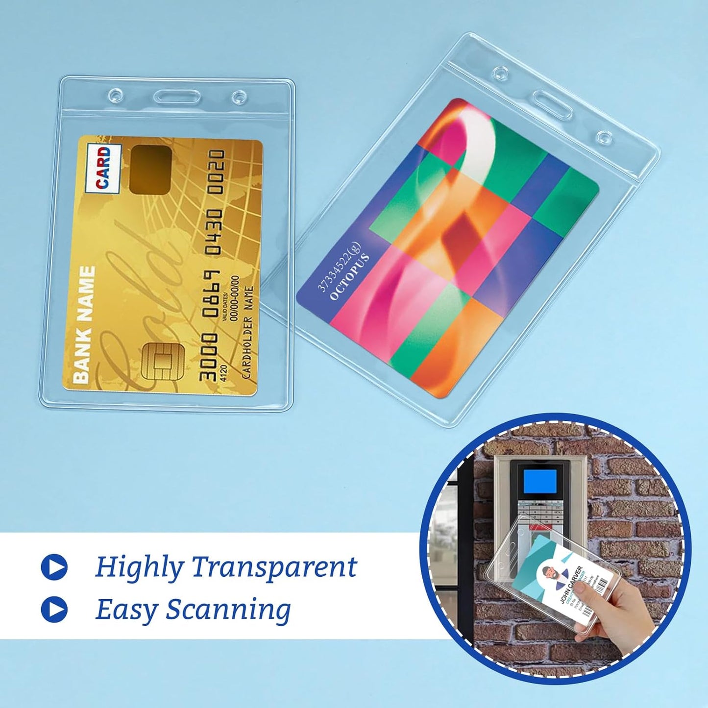 100 Pcs No Zipper ID Name Badge Holder 3 x 4 Inches Clear Plastic Vertical ID Card Holder