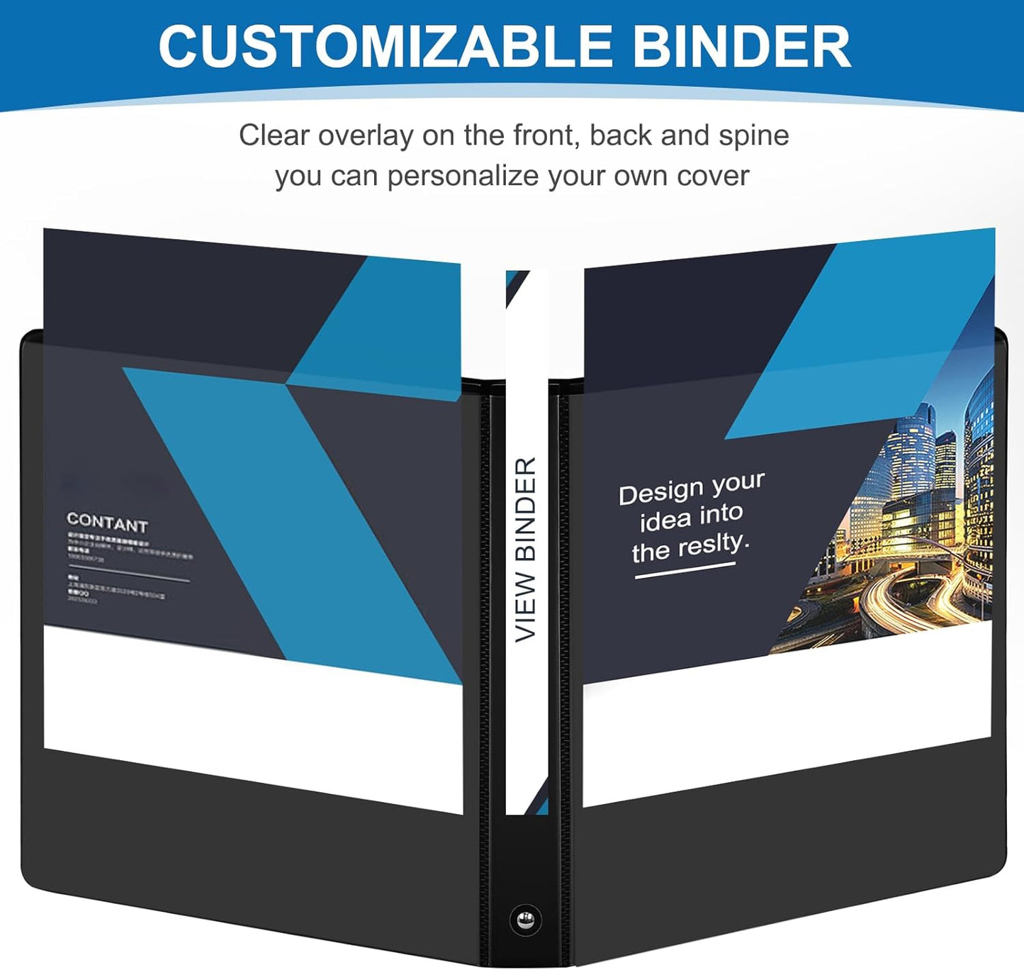 1 inch 3-Ring Binder, 1" Round Ring Binder with 2 Inside Pockets, Bulk Basic Binders, Clear View Cover 1-inch Binders Holds 8.5'' x 11''Paper for Office/Home/Back to School(Pack of 12, Black