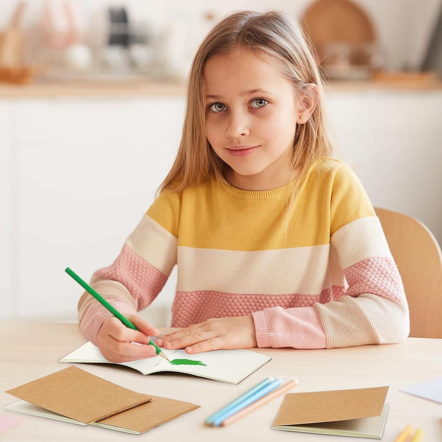 Thenshop 50 Pack Mini Pocket Kraft Notebooks Bulk 4 x 4 Inch Journal Notepads with Dot Memo Sketchbooks Writing Notepad for Party Favors Supplies(Brown,Blank Page)